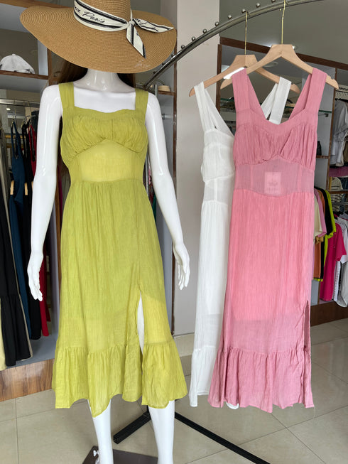 Side Slit Sleeveless Back Bow Decor Long Dresses